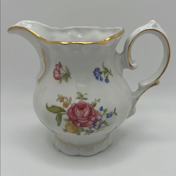 Vintage Creamer Winterling Bavaria Porcelain Floral Gold Accents - Picture 10 of 10
